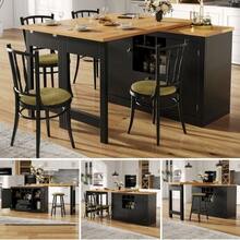 High-End Extendable Bar Table With 360° Rotation And Storage Space, Adjustable Length From 120 To 180 Cm, Ideal For The Living Room, Dining Room, Or Office. Black Extendable Designer Bar Table. - Black - View 2