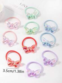 10pcs Jelly Transparent 3D Butterfly Hair Accessories Scrunchies, Elastic Hair Ties, Colorful Hair Bands For Ponytail - Multicolor - View 2