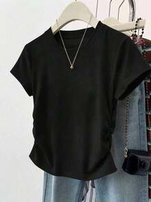 Camiseta de mujer de manga corta de unicolor, de moda para el verano - Multicolor - Ver 1