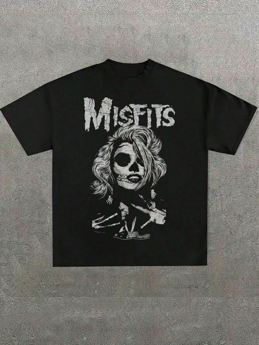 1 pieza de camiseta nueva de Pierce Veil, estética, estampado casual, cómoda y versátil, con diseño de letras, 100% algodón, 210g, los diseños están impresos. Unisexo. - Negro 7 - Ver 1