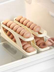1 pieza Dispensador automático de huevos - Gran capacidad, caja de almacenamiento de plástico resistente al agua, adecuado para la puerta lateral del refrigerador y la organización de la cocina - Multicolor - Ver 2