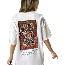 Camiseta de manga corta estilo BF con estampado americano, holgada y retro, 100% algodón, estilo europeo y americano de moda, juvenil y de nicho, para mujer. - Negro - Ver 6