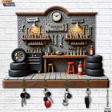 1pc 2D Retro Vintage Wooden Key Holder Hook, Multifunctional Home Decor Key Rack With 4 Metal Hooks, Wall, Porch, Room, Villa, All Season Home Decoration - Multicolor - View 7