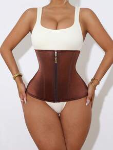 1pc Women's Sports Waist Trainer, Fitness Training Dance Yoga Running Waist Belt, Abdominal Control Band, Minimalist Everyday Shaping Belt - Bronze - View 1