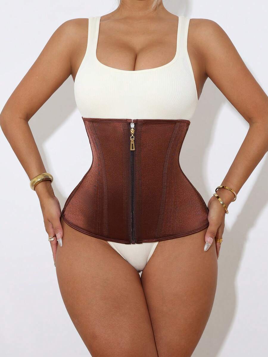 1pc Women's Sports Waist Trainer, Fitness Training Dance Yoga Running Waist Belt, Abdominal Control Band, Minimalist Everyday Shaping Belt - Bronze - View 1