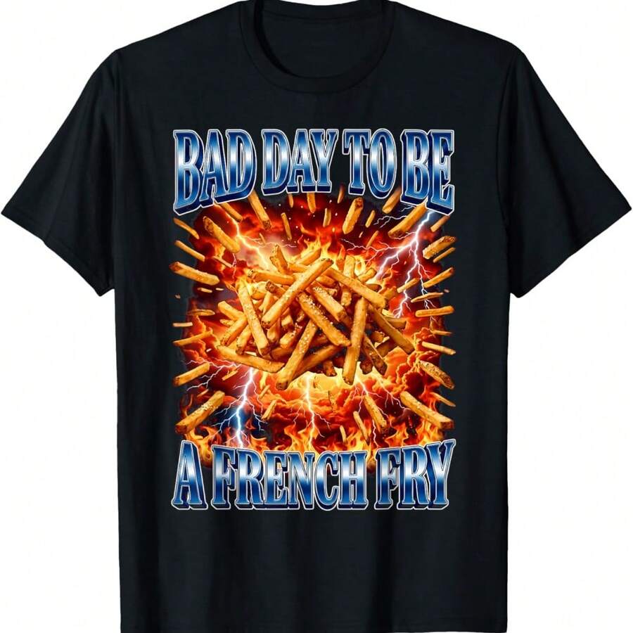 Bad Day To Be A French Fry 90s Bootleg T-Shirt - 黑色 - 查看 1