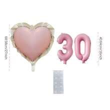 粉色数字和心形气球套装，适合生日派对、周年纪念、节日装饰 - 粉紅色愛心粉數字 - 查看 9