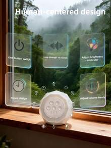 10 Natural Sound White Noise Machine With LED Night Light - Sleep Aid & Relaxation - Multi-color light - View 7