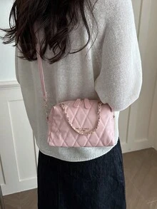 2026 New Women's Pink Quilted Chain Handbag, Multifunctional Adjustable Shoulder Strap Crossbody Bag, Suitable For Daily Commute And Party - Pink - View 3