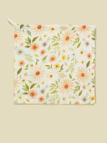 Bộ 5 chiếc yếm ăn cho bé bằng vải cotton mỏng in hình hoa và động vật hoạt hình, khăn ăn, khăn lau nước bọt. - Nhiều màu - Xem 5