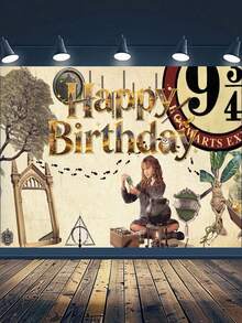 Tela de fondo para sesión de fotos de fiesta de cumpleaños con el castillo mágico de Harry Potter, decoración de escenario para fiesta de cumpleaños familiar, tela colgante para fondo de sesión de fotos - Multicolor - Ver 11