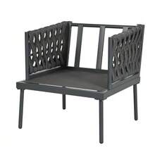 Garden Lounger Set, Garden Furniture Set With Comfortable Cushions, 3-Seater Sofa, 2 Armchairs And Coffee Table, For Outdoor Use, Glass Tabletop, Braided Rope Armrests, Galvanized Steel, Grey - Xám - Xem 10