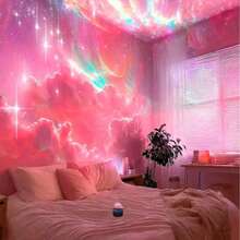 1件升級版經典星空投影燈 LED旋轉天花板燈，USB供電多色浪漫小夜燈，附遙控器，適用派對、節日、情人節、臥室、房間、生日裝飾臥室燈 - 多色光 - 查看 4