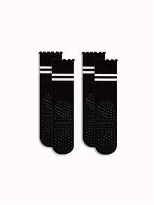 1/2/3 Pairs Cuffed Striped Yoga Socks, Non-Slip Mid-Calf Socks For Pilates, Fitness, Workout - Multicolor - View 5