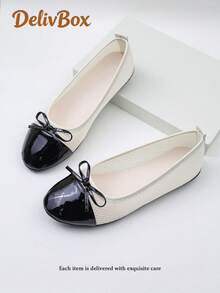 Schwarze Mesh-Ballerinas mit Schleife für Mädchen, atmungsaktive, praktische Pendlerschuhe - Schwarz und Weiss - Übersicht 3