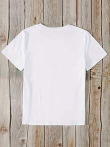 2026 Camiseta Casual de Verano para Mujer, Talla Grande, Cuello Redondo, Estampado de Cerezas Doradas, Moda Verano, Manga Corta, Fresca - Blanco - Ver 2