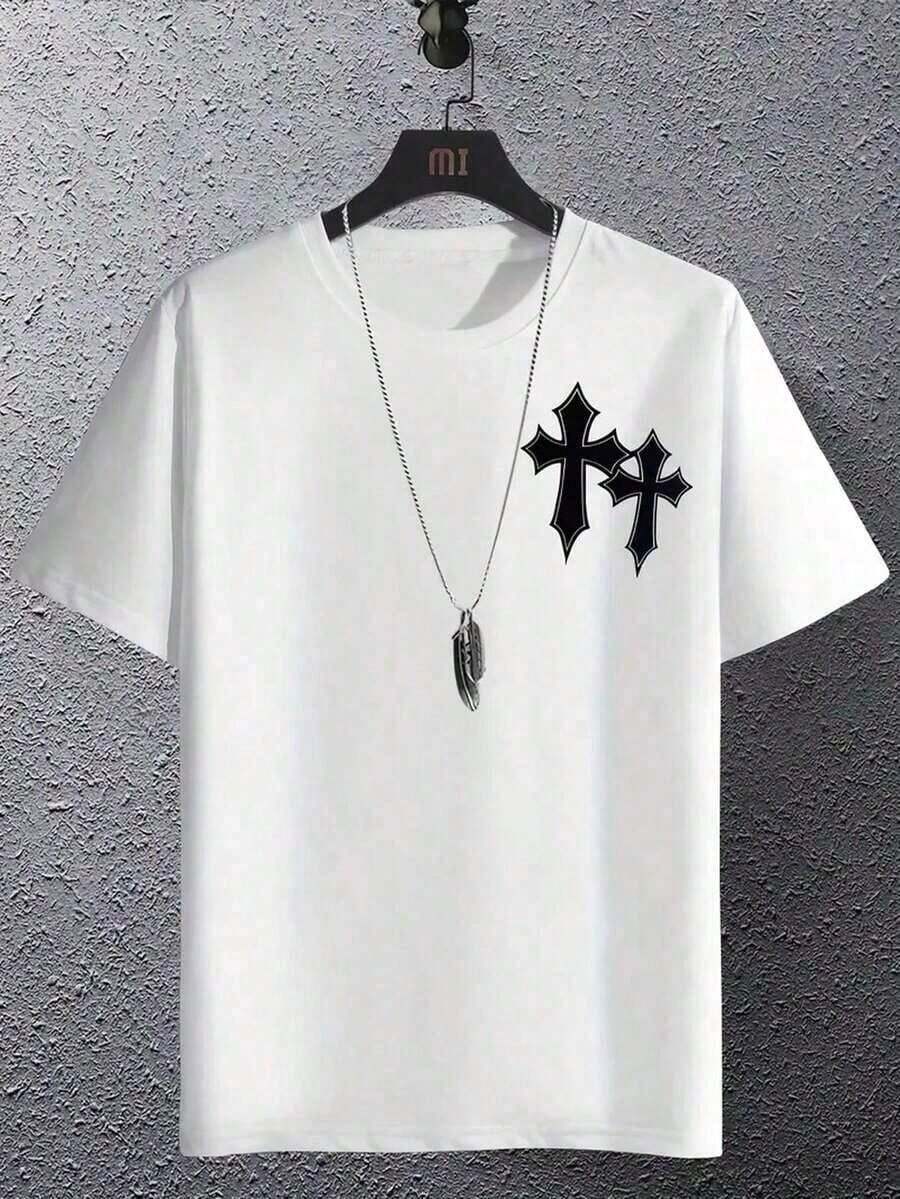 Camiseta hombre cuello redondo y manga corta. Estilo casual con estampados modernos y cómodos. Para hombres y mujeres, estilo pareja, pareja, camiseta de manga corta con estampado de moda - Blanco - Ver 1