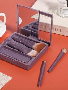 1 Set 5pcs Mini Visualized Makeup Brush Set, Customizable Name/Text/Logo, Personalized Travel Makeup Brush Set, Mini Travel Brush Set With Mirror, Portable And Easy To Use Makeup Brush Set, Convenient Travel Eyeshadow Brush Set, Personalized Travel Makeup Brush Set, Suitable For Eyeshadow, Blush, Contour And Other All-In-One Eye And Face Makeup Brush Set, Ideal Gift Choice For Mother, Lover, Best Friend, Relative, Colleague, Classmate - one-size - View 5