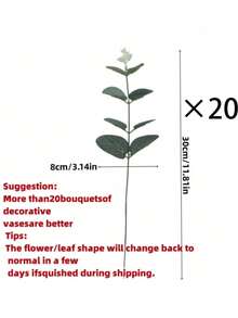 1/10/20 pezzi Foglie di eucalipto artificiali, rami di eucalipto finti, foglie di albero dei soldi finte, piante verdi artificiali, forniture per profumo da sposa, regalo di San Valentino, compleanno, festa di nascità, decorazione fai-da-te per il giardinaggio domestico - Eucalipto a rami corti - Visualizzare 10