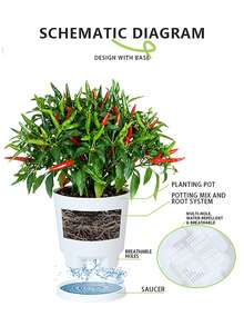 Brand New Plastic Flower Pot With Drainage Holes, Anti-Root Rot, New Material, Home Use With Base - A - View 6