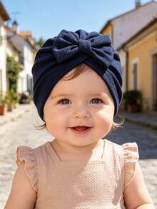 1/4pcs Random Color Cute Baby Knotted Bow Newborn Hat, Toddler Infant Newborn Hat, Baby Summer Beach Hat - Multicolor - View 4