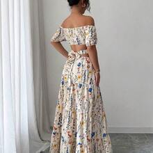 Elenzya 1pc Women's Backless Off Shoulder Strappy Elegant Long Dress - Multicolor - Ver 3