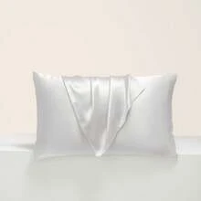 2pcs Satin Pillowcase, Without Pillow Insert, Soft And Smooth Texture, Plain Weave High Density, Minimalist Fashion Design, Envelope Closure Solid Color Pillowcase, Reduce Hair Breakage, Prevent Wrinkles - Ivory White - View 2