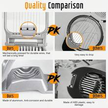 Cortador Multiusos de Aluminio con Alambre de Acero Inoxidable, Rebanador para Huevos Duros, Fresas y Todo Tipo de Frutas Blandas, Herramienta Resistente de Cocina - Gris - Ver 4