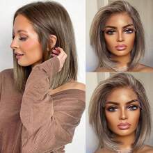 13x4 Ash Blonde Wigs Blonde Lace Front Wigs HD Lace Frontal Wigs Brown Blonde Lace Front Wig Pre Plucked Glueless Blonde Bob Wig Breathable Cap Easy Install Wig Free Part Heat Resistant Fiber Wig For Women Girls Halloween Party Vacation Daily Used 16 Inch - 金色 - 查看 1
