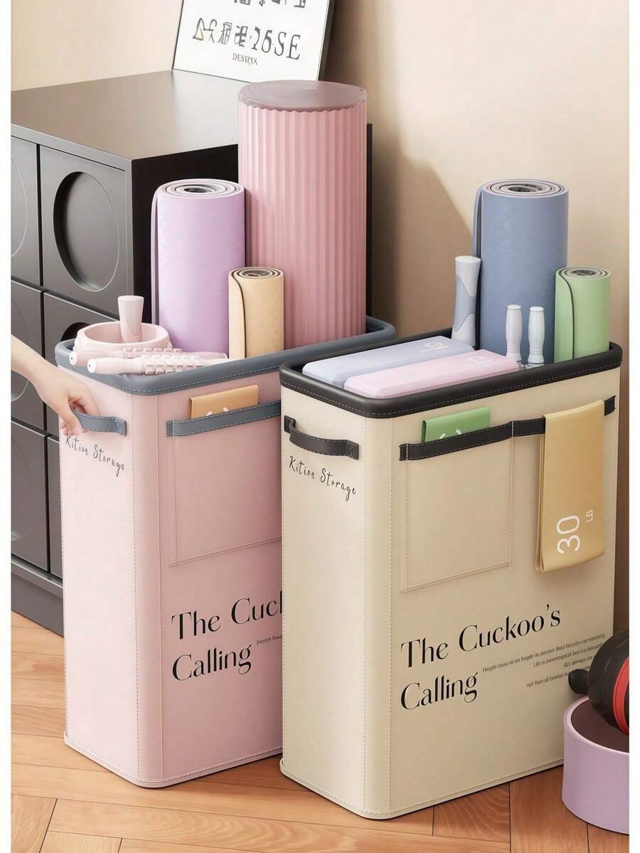 Yoga Mat Storage Basket, Fitness Equipment Storage Tool, Foldable Oxford Cloth Household Storage Basket, Can Store Toys And Clothes, Multiple Colors Available. - Multicolor - View 1