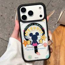 One Acrylic Magnetic Phone Case Featuring Disney Mickey Mouse, Cute, Summery, Refreshing, And Cartoonish Design. Wireless Charging Compatible, Unisex Protective Case Compatible With IPhone 17/17 Pro/17 Pro Max/17/16/15/14/13/12 Series. - Black - View 2