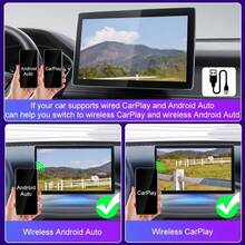 二合一无线 CarPlay 和 Android Auto 适配器，有线转无线 CarPlay 转换器，5.4GHz WiFi 智能语音控制 USB 即插即用车载无线转换器，自动连接，兼容 和安卓车载信息娱乐系统的 Type-C 接口 - TAB0A - 查看 9
