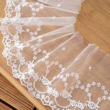 White Lace Trim Satin Ribbon Embroidered Fan-Shaped Lace, Suitable For Wedding Bridal Veil, Dress, Curtain Accessories - Multicolor - View 10