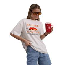 Camiseta de algodón 100% de estilo lindo, estilo BF, retro americano, casual, moderna, cómoda, holgada y versátil para el verano. - Blanco - Ver 6
