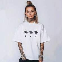 Camiseta de manga corta 100% algodón, nuevo estilo de verano, casual y versátil, con un toque relajado y un estampado moderno. - Negro - Ver 2