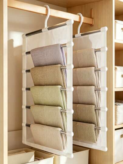 Foldable Multi-Layer Pants Rack Storage Container, Space-Saving Wardrobe Organizer Rack For Jeans, Leggings And Casual Pants, Seamless Non-Slip Plastic Pants Hanger, Ideal For Holiday Preparation And Seasonal Closet Management, Suitable For Valentine's Day And Mother's Day