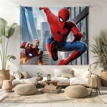 1pcs Cartoon A Vengers S Uperhero Wall Tapestry Backdrop, Iron Man C Aptain America S Piderman Party Decorations For Photo Booth, Cute Hero Team Photography Background, Living Room Bedroom Aesthetic Wall Decor, Outdoor Indoor Celebration Banner, Backyard Party Photo Prop Supplies, School Event Poster Decor, Home Dormitory Wall Hanging Art - 多色-A - 查看 2