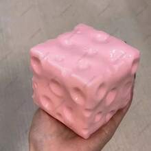 Jumbo Cheese Cube Stress Ball Big Cheese Shapeable Squeeze Ball Non-Bounce Fidget Toy ASMR Sensory Anti-Stress - Phô mai hồng khổng lồ - Xem 10