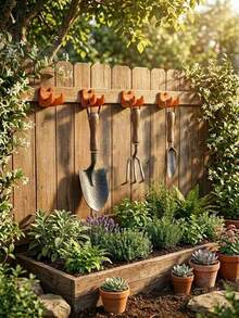 1/3pcs Wall Mounted Storage Rack | Suitable For Household Tool Storage, Gardening Tool Storage, Screw-Fixed Storage Rack, Lightweight Hooks, Durable Plastic Material, Essential For Multi-Purpose Home Cleaning Tools, DIY And Gardening Enthusiasts - Wall-mounted Storage Rack - View 4