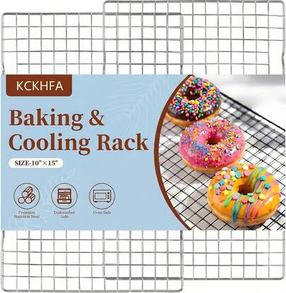 KCKHFA 2PCS Cooling Racks For Cooking And Baking, 10" X 15" Stainless Steel Wire Rack For Baking Sheet, Grilling, Roasting, Drying, Oven And Dishwasher