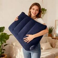 Triangular Travel Pillow Thick Flocking Office Neck Lumbar Support Pillow Airplane Tourist Leg Rest Inflatable Pillow - Azul pavo real SJZ - Ver 2