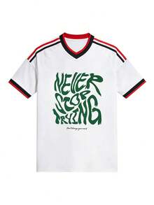 Playera Oversize Mujer Copa Mundial "Never Stop Trying" - Blanca con Estampado Deportivo - Blanco - Ver 3