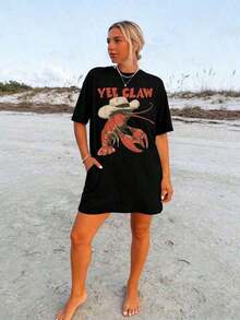 Lindas camisetas unisex casuales de primera calidad, camisetas gráficas, camiseta de langosta estilo cowboy, camiseta divertida de langosta, top de playa estilo western, camiseta de verano estilo Amalfi Trip Tomato Girl, top casual de manga corta de talla grande para mujer, camiseta holgada con estampados de moda para todas las estaciones, para amigas y familiares, para fiestas, vacaciones, Acción de Gracias, Halloween, Día de San Valentín, uso diario, unisex, 100% algodón, camisetas de algodón, tops de verano para mujer, atuendos diarios para mujer, camisetas lindas. - Negro - Ver 4
