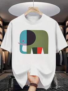 Mangas cortas de moda para deportes de ocio masculinos, estampado 2d con patrón de , elástico y cómodo, adecuado para deportes, viajes, ropa diaria casual - versión convencional de cuello redondo, tejido de punto, camiseta con patrón, camisa cómoda, mangas cortas de moda impresas masculinas - Negro - Ver 10