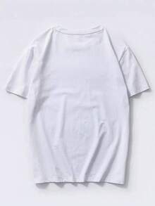 Men's T-Shirt With Coconut Tree Print And Slogan - 白色 - 查看 2
