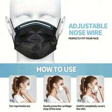 50 piezas Mascarillas desechables negras, protectoras de 3 capas, transpirables y cómodas con lazos elásticos para las orejas, adecuadas para uso doméstico y de oficina, proporcionan protección instantánea para usted y su familia. Artículos esenciales de protección solar en verano - Multicolor - Ver 6