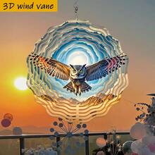 1个3D沙漠猫头鹰展开双翼摆件，10英寸*10英寸，带旋转挂钩，360° DIY创意风车，风力驱动旋转，安装简便，适合作为圣诞节、万圣节和其他节日礼物（不含吊坠），款式随机。 - A - 查看 6