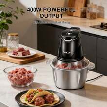 SOKANY 7020 Household Meat Grinder, Multi-Function Cooking Machine, 400W High Power, Can Grind Meat/Cut Vegetables/Cut Garlic, 304 Stainless Steel Blade, Multi-Function All-In-One Machine, Easy To Clean, Universal Home Assistant - Silver - View 4