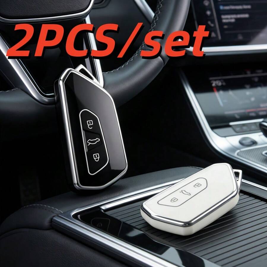 2个/套汽车钥匙保护套,适用于高尔夫8 MK8、ID.3、ID.4、明锐、奥迪A8、西雅特Leon MK4 2020-2021款Formentor和Tarraco | 耐用TPU材质,无需担心 - 2件套 大眾 - 查看 1