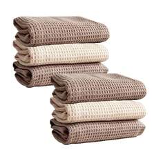 3/6pcs Super Absorbent Waffle Weave Kitchen Towels - Thick Soft Pure Cotton Cleaning Drying Cloths - Modern Square Design - 35*35cm - View 16